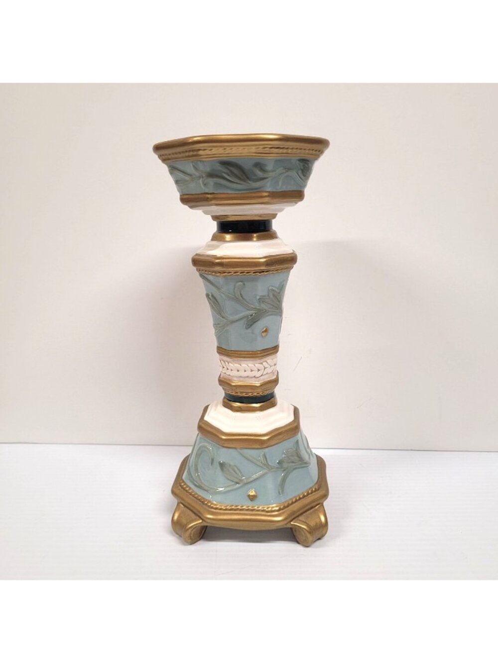 Fitz & Floyd Clairmont Porcelain 11.5" Pedestal Candle Holder 3" Pillar